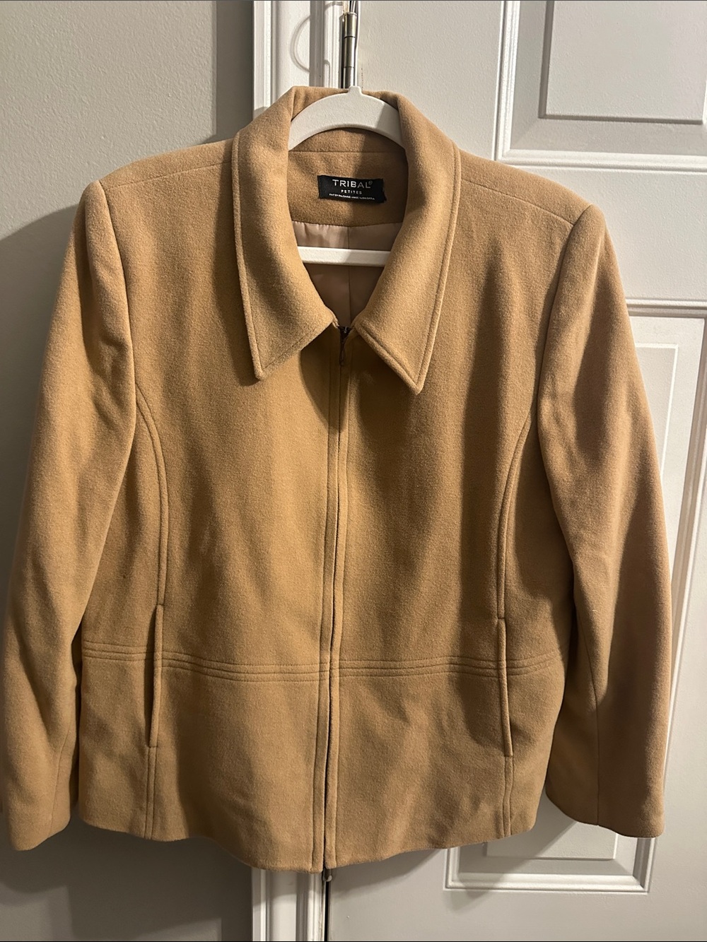 TRIBAL Tan Zip-Front Pea Coat